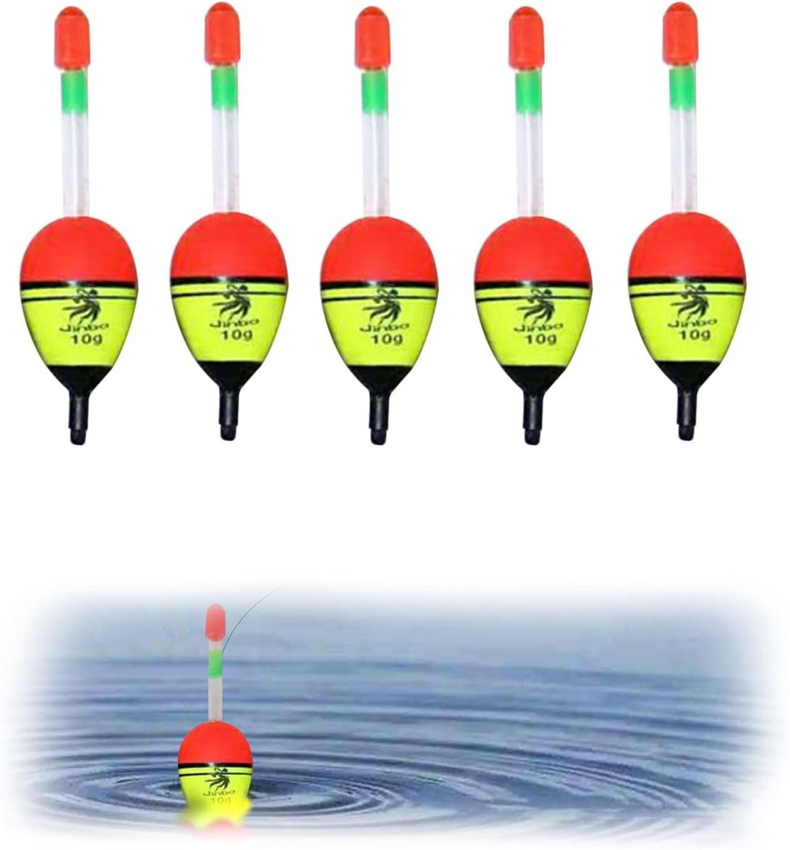 Vijfdelige EVA Foam Drijvende Vissen Float Set voor Snoek, Baars en Karper, 10g Bobbers
