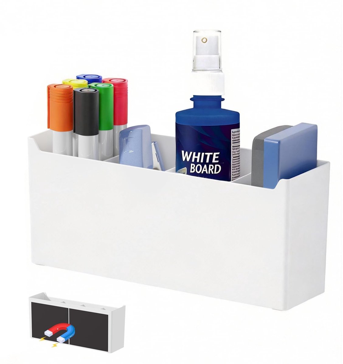 SolidKeus - Magnetische Pennenhouder met 3 Verwijderbare Scheidingsplaten