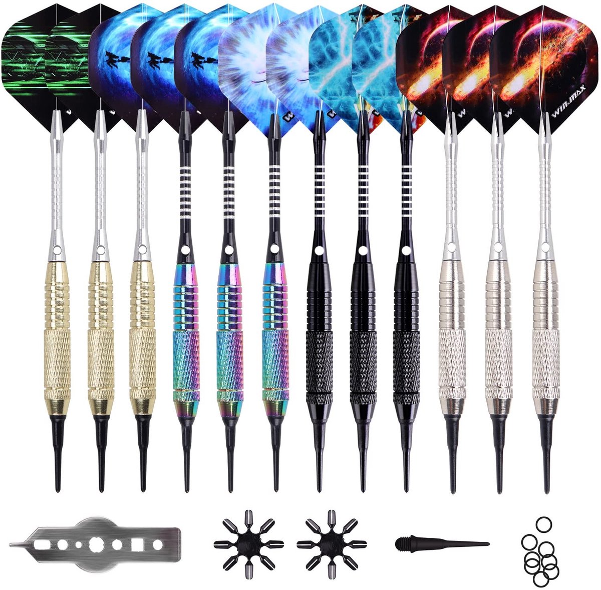 SolidKeus - Set van 12 Professionele Soft Darts met Plastic Punt