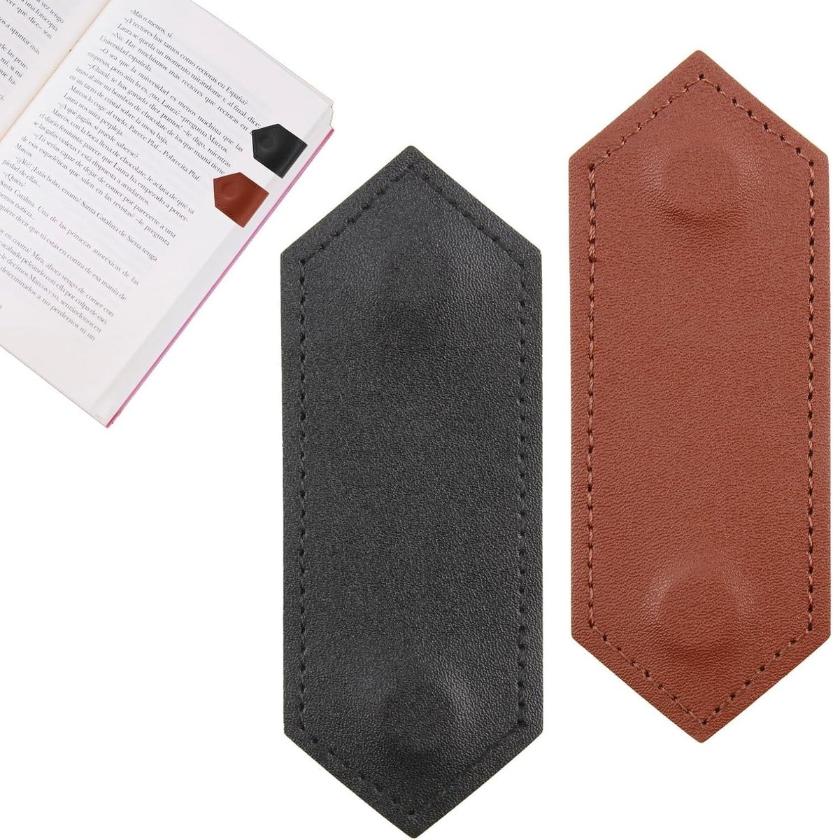 Retro Stijl Magnetische Boekenleggers - 2 Stuks Gepersonaliseerde Leren Boekenleggers voor Kinderen en Volwassenen, Perfect voor Lezers en Studenten