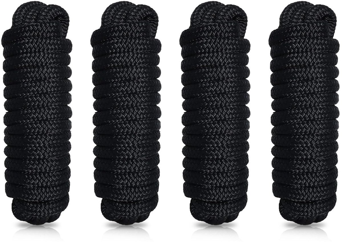 SolidKeus - Set van 4 Boot Touw van 16 mm met Oog en Dubbel Gevlochten Nylon