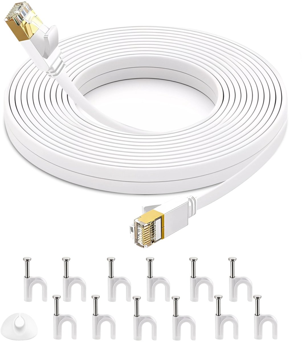 SolidKeus - Cat 7 Platte Ethernet Kabel 8m voor Hoge Snelheid