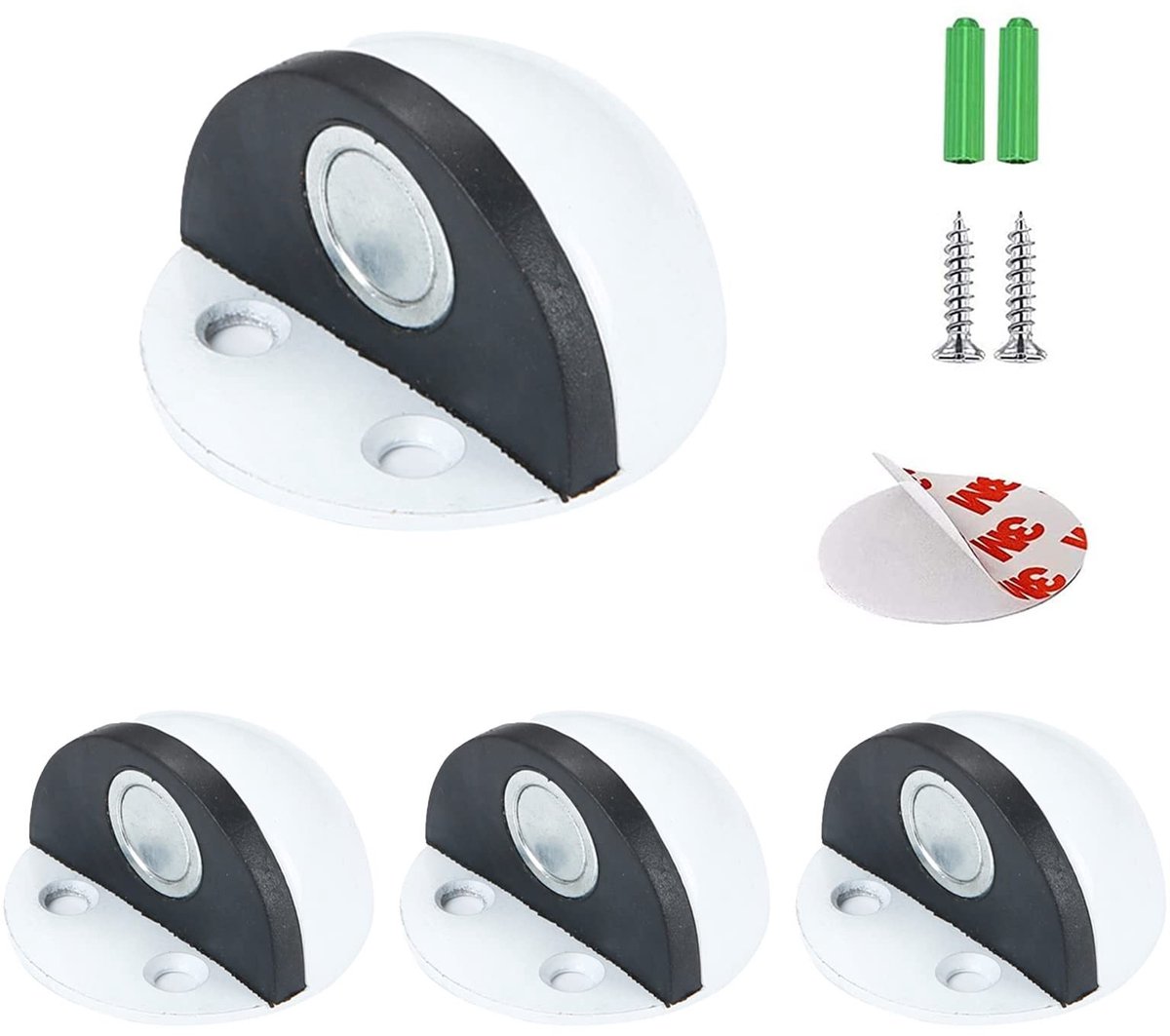 SolidKeus - Magneet Deurstopper Zelfklevend voor Muur en Vloer (4 Stuks Wit)