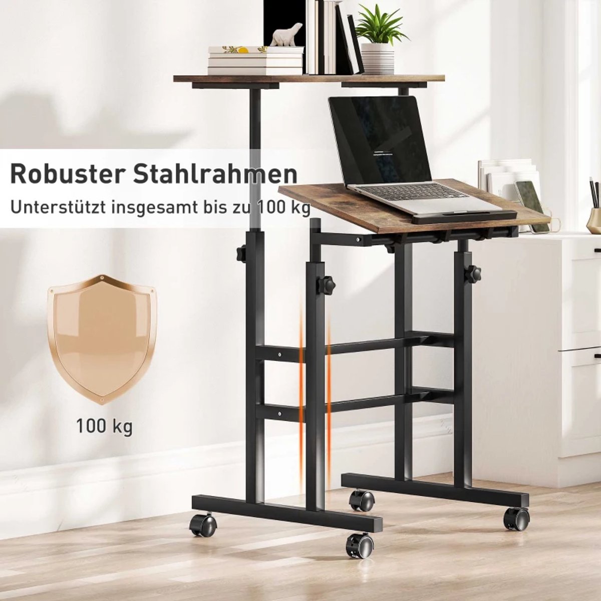 ZYLARO Zit-sta Bureau met Plank & 4 Wielen thumbnail 6