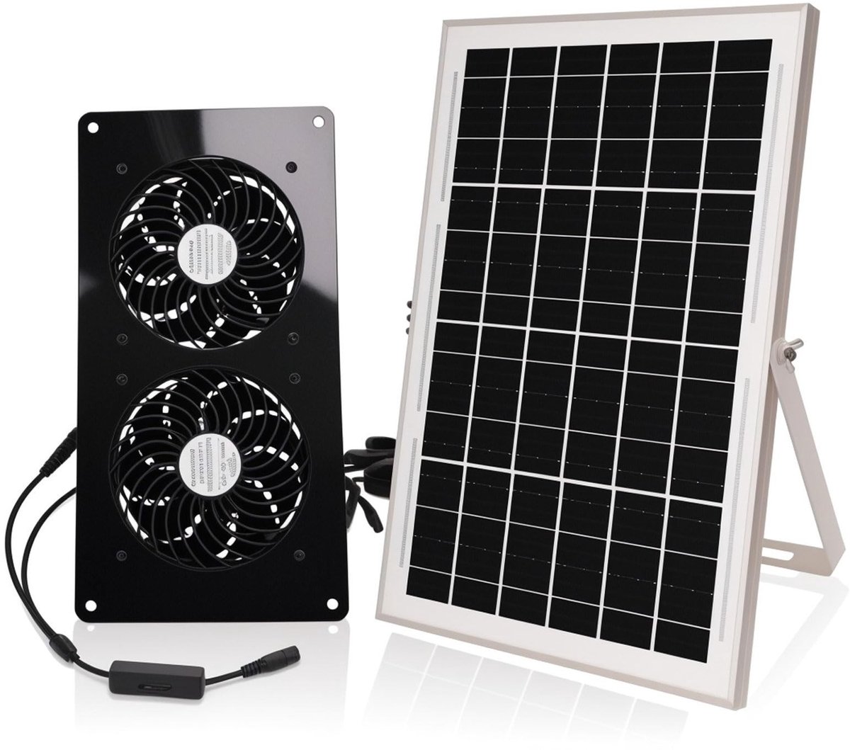 Omgoods - Zonne-energie Ventilator met Dubbele Uitlaat voor Buitentoepassingen