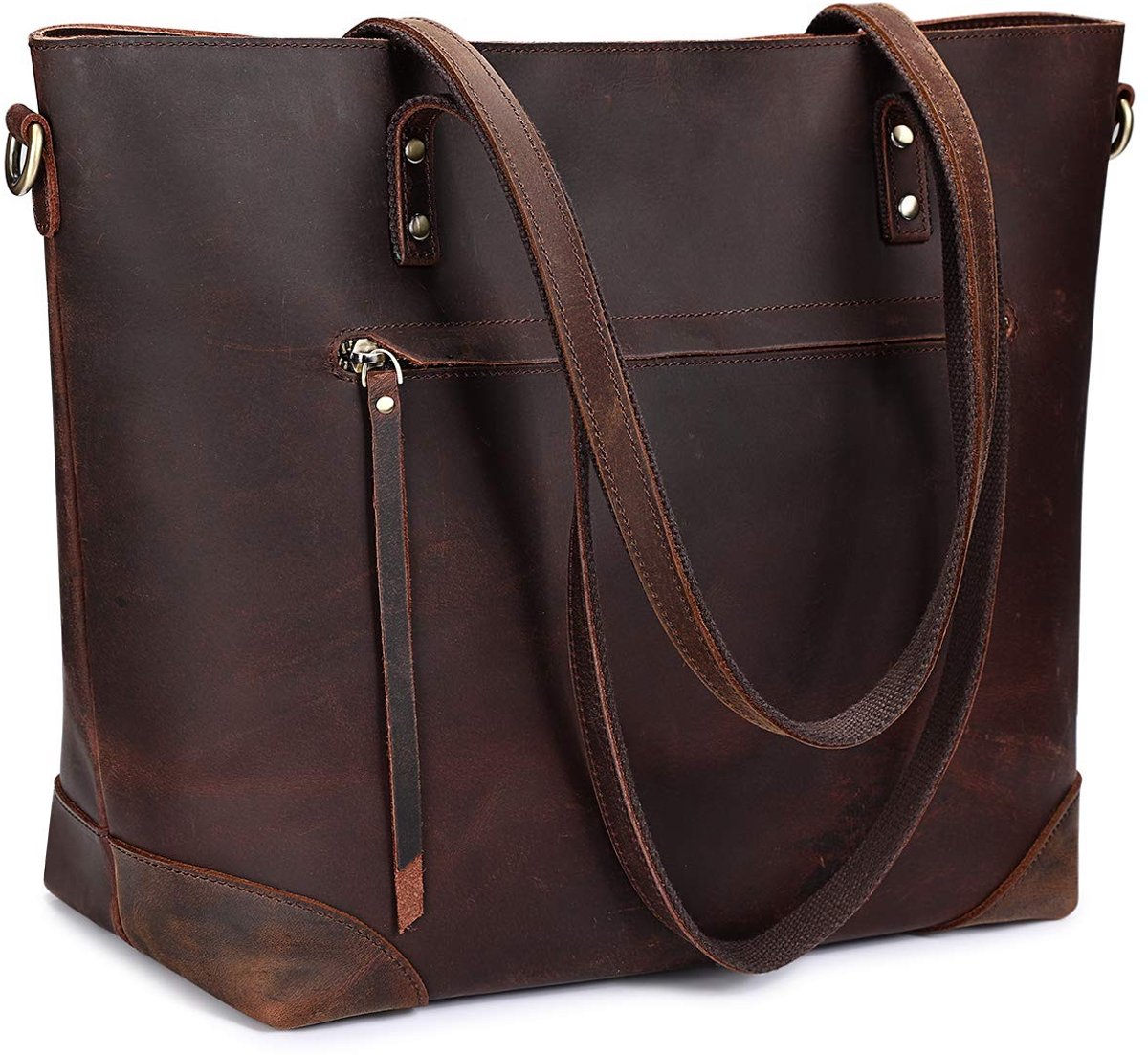 Omgoods - Vintage 3-Way Leren Schoudertas voor Werk en Reizen