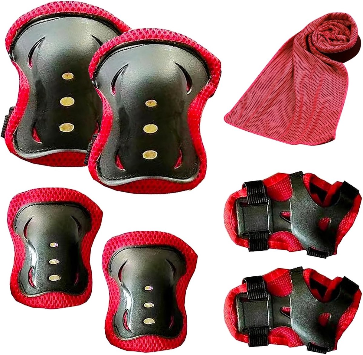 Beschermende sportuitrusting set voor kinderen - kniebeschermers set voor kinderen - kniebeschermers elleboogbeschermers polsbeschermers set - knie-elleboogbeschermers met verstelbare