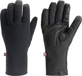 Paar zwarte winterfietshandschoenen, voor- en achterkant met PrimaLoft-label.