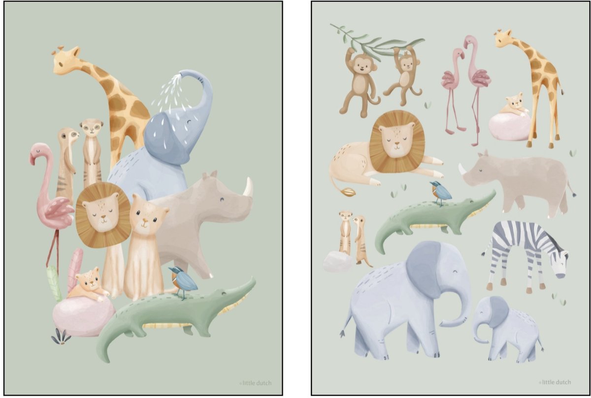 Little Dutch Safari Friends Poster - A3 — cadeau in Wonen & Interieur - foto 4