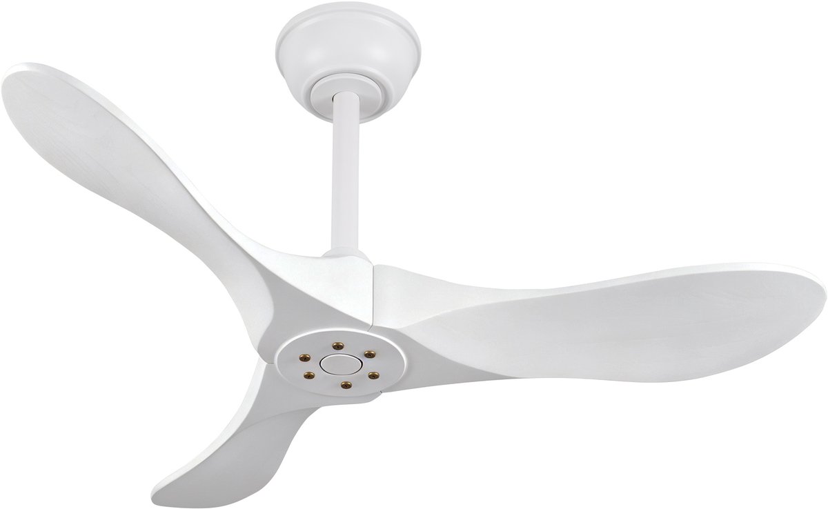 COVREO Plafondventilator 91 cm wit, 3 bladen hout, zonder verlichting