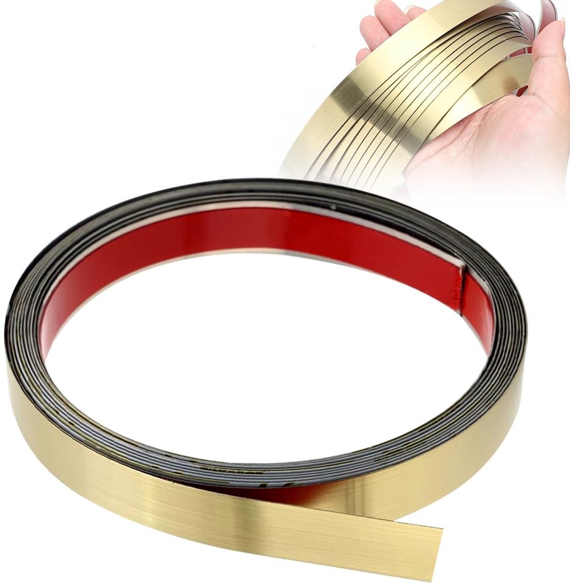 Sierlijst, zelfklevend, wandlijsten, zelfklevende sierlijsten, flexibele zelfklevende metalen trim voor spiegelframe, open haard en magnetron, vulpen, 8 m x 2 cm