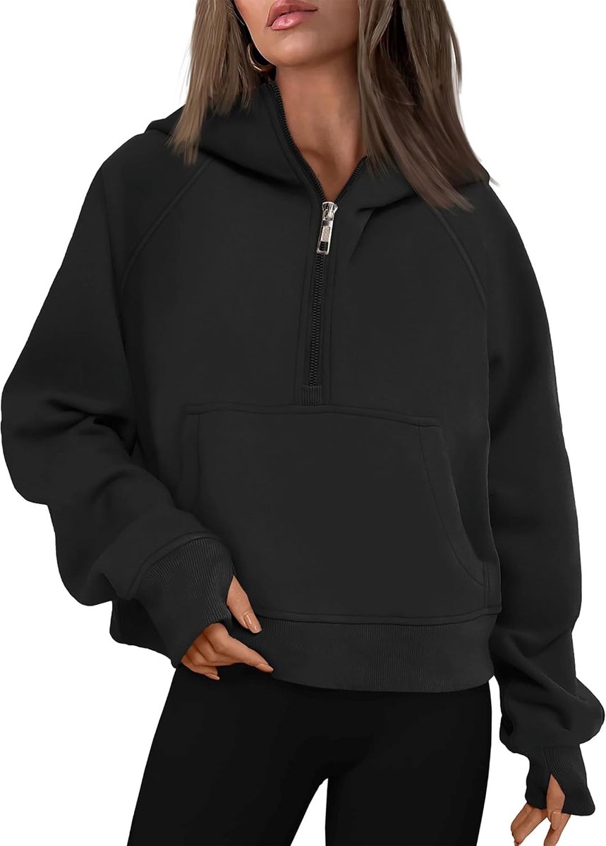 Hoodie dames sweatjack met capuchon met fleece binnenvoering Basic Zip Up Hoodie pullover winter dames bovenstuk