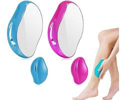 Ontharing zonder scheren, pijnloze haarverwijderaar, draagbare kristallen haarverwijderaar, voor achterarmen, benen (blauw en roze)
