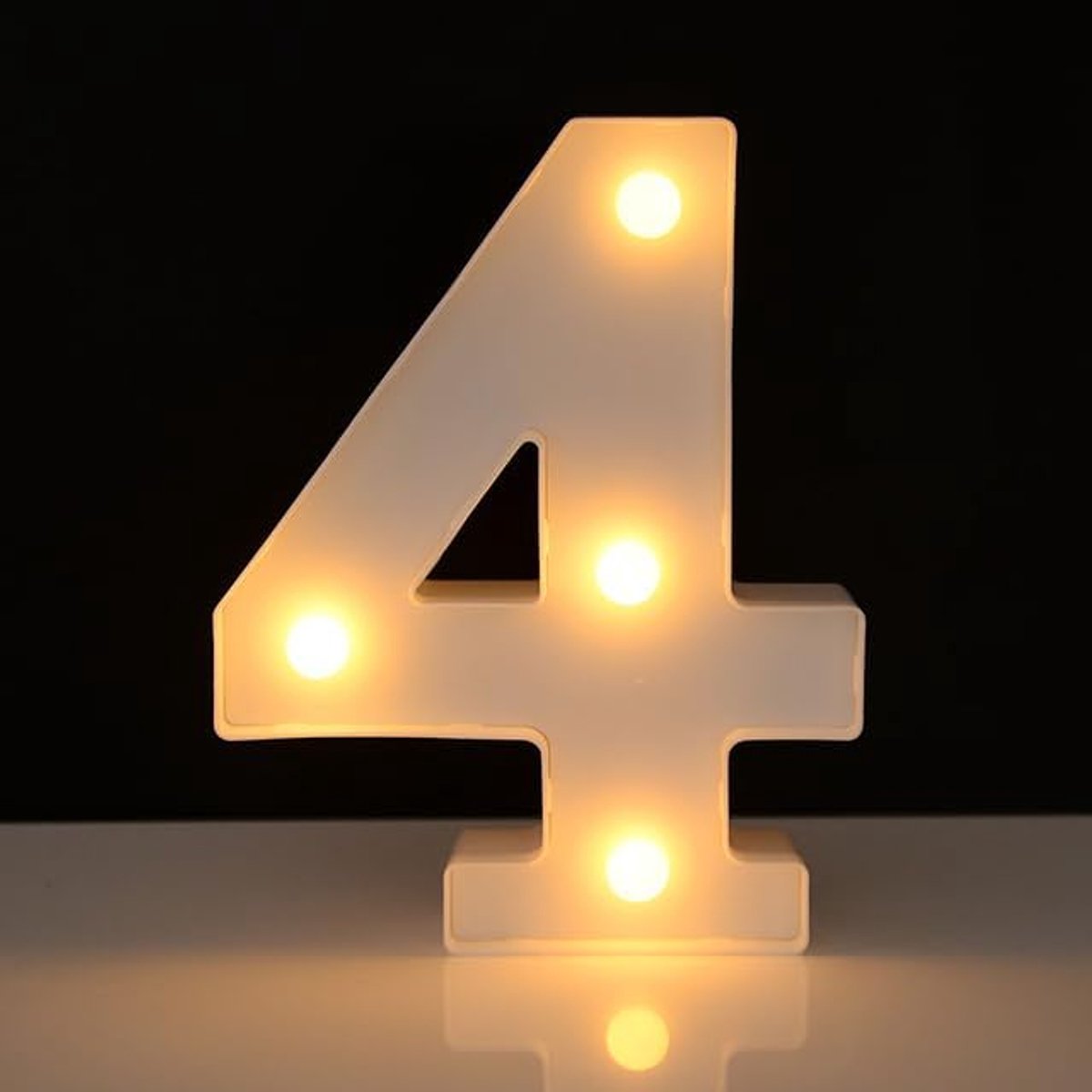 Lichtgevend Cijfer 4-22 cm - Wit - LED