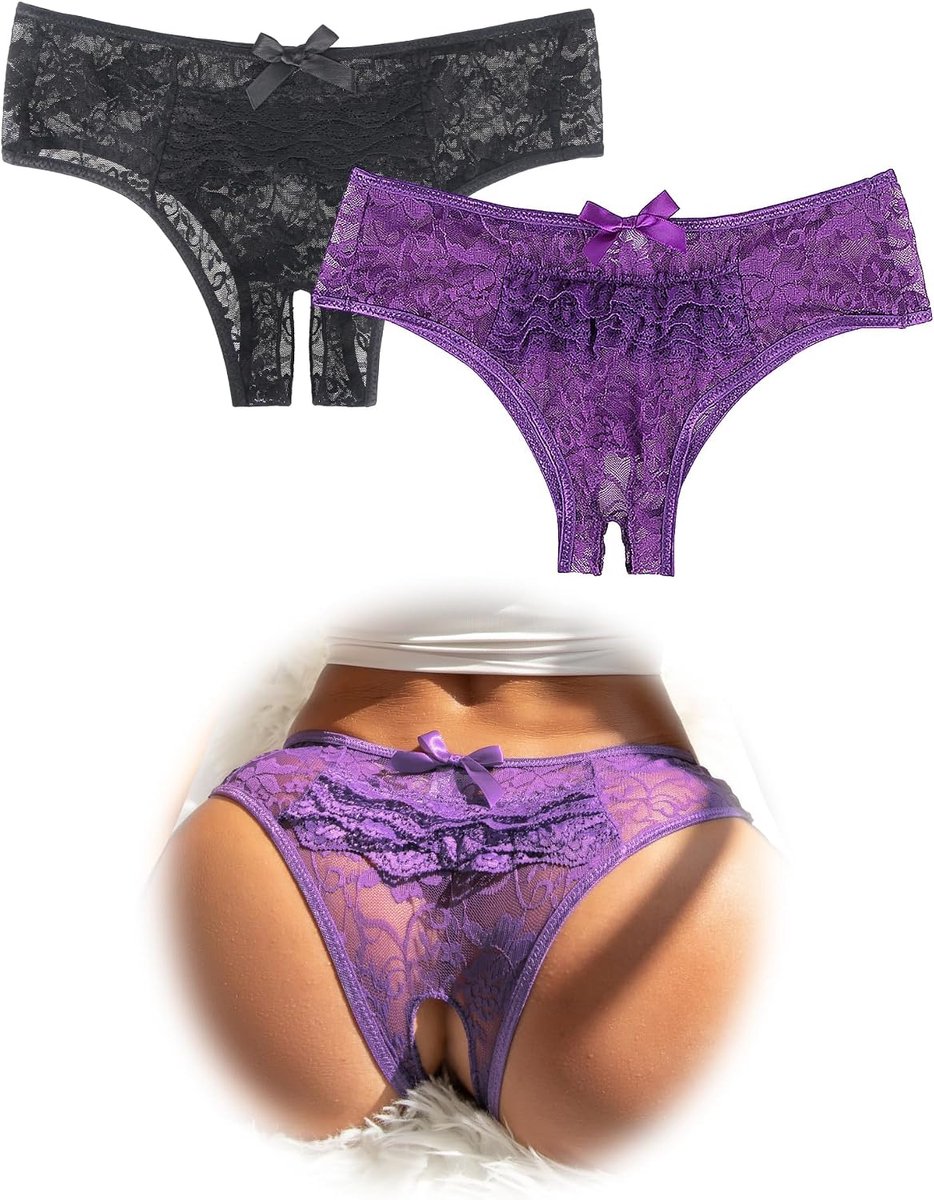 Ondergoed, voor dames, slipje, sexy, string, tanga, kant, grote maten, dameslingerie, sexy ondergoed, set, onderaan open