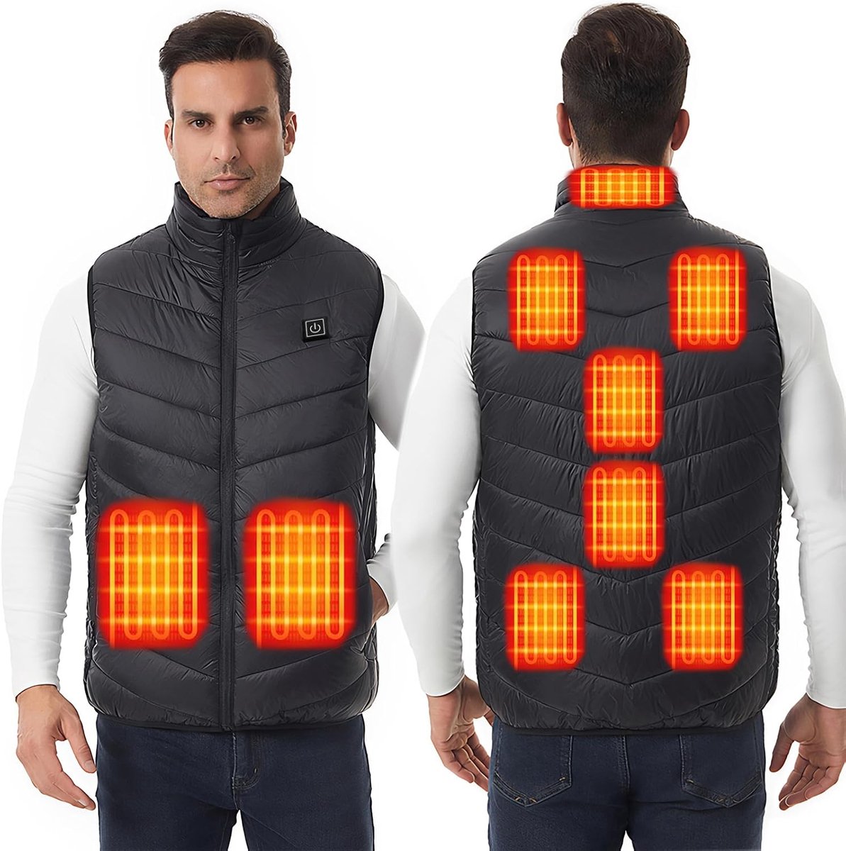 Verwarmde vest mannen vrouwen unisex 9 koolstofvezel verwarmingsgebied geschikt voor buitenwerkers (batterij niet inbegrepen)
