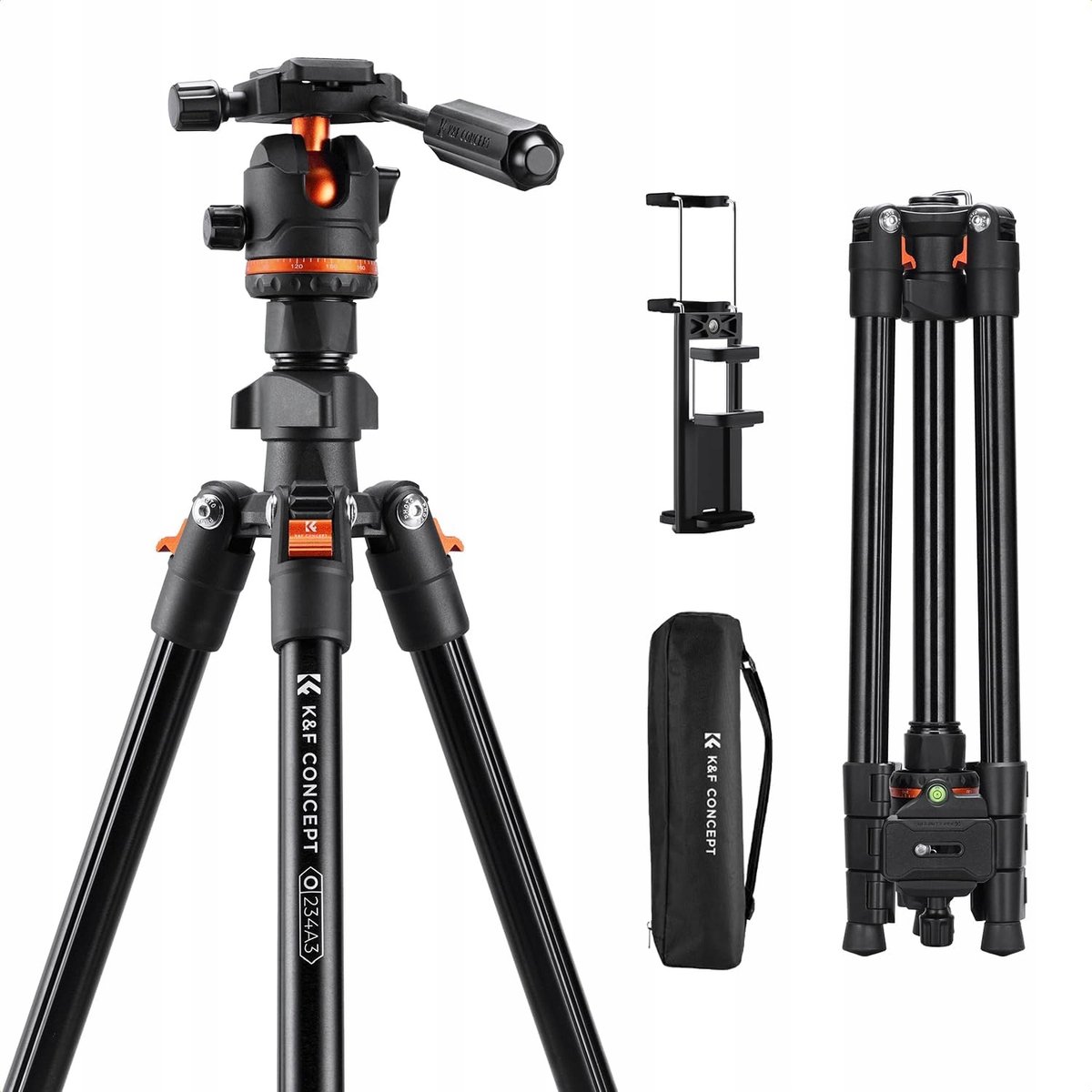 Professioneel Fotostatief 182 cm met Telefoonhouder - Max 8 kg