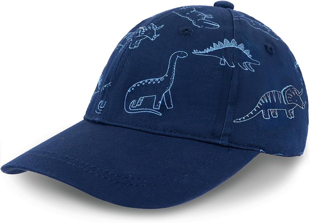 Basecap voor kinderen, verstelbare honkbalpet, zonnemuts, katoen met uv-bescherming, dinosaurus baseballpet, zonwering met klittenbandsluiting, voor kinderen van 4 tot 8 jaar