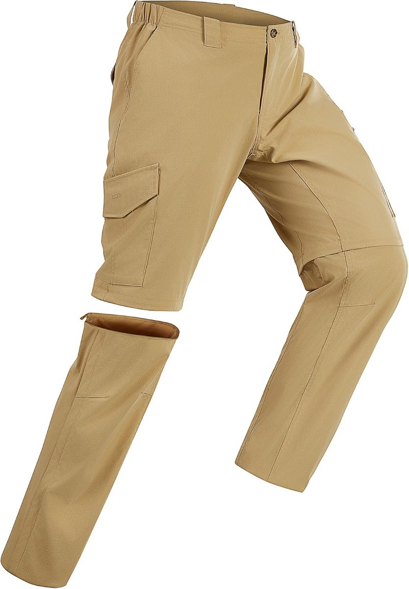 33,000ft Wandelbroek voor heren, afritsbroek, ademend, afneembaar, stretch, outdoorbroek met 6 zakken, zomer, functionele broek, sneldrogend, lichte korte broek voor wandelen, fietsen