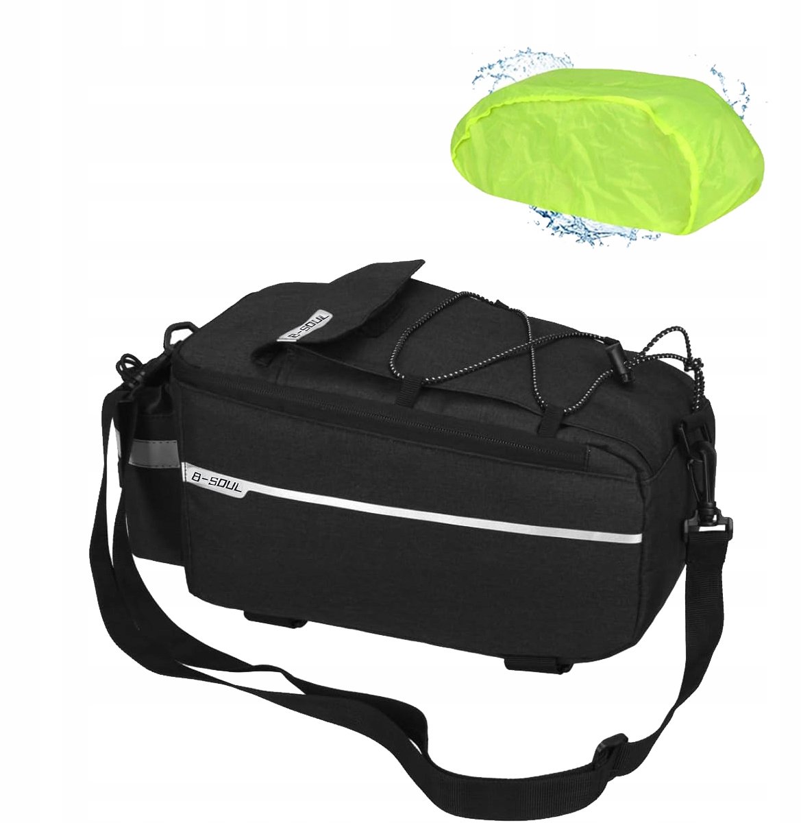 Merkloze Fietsbagagedrager Tas 10L Waterdicht met Regenschoenen & Reflectoren