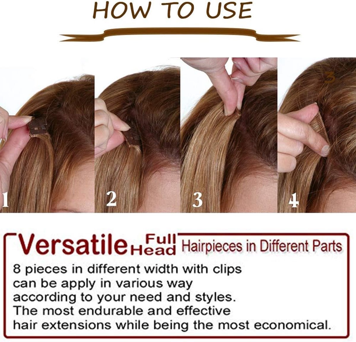 Clip in extensions haarverlenging haarstuk 8 wefts zoals echt haar golvend asblond mix zilvergrijs 24 “(61cm)