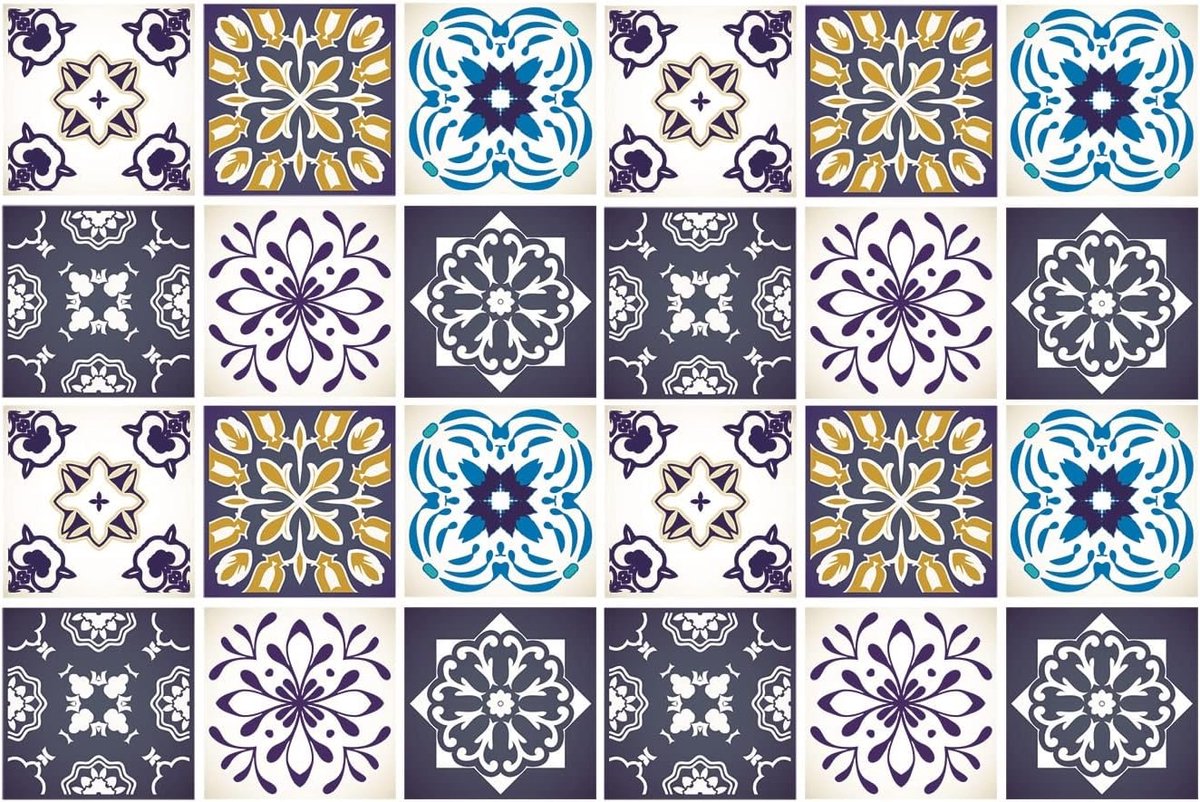 Stickers op de Tegels Set van 24 Stuks voor Badkamer 10x10cm Tegelstickers voor Keuken Mozaïek-wandtegelstickers Zelfklevend Decoratie - Talaver Potpourri