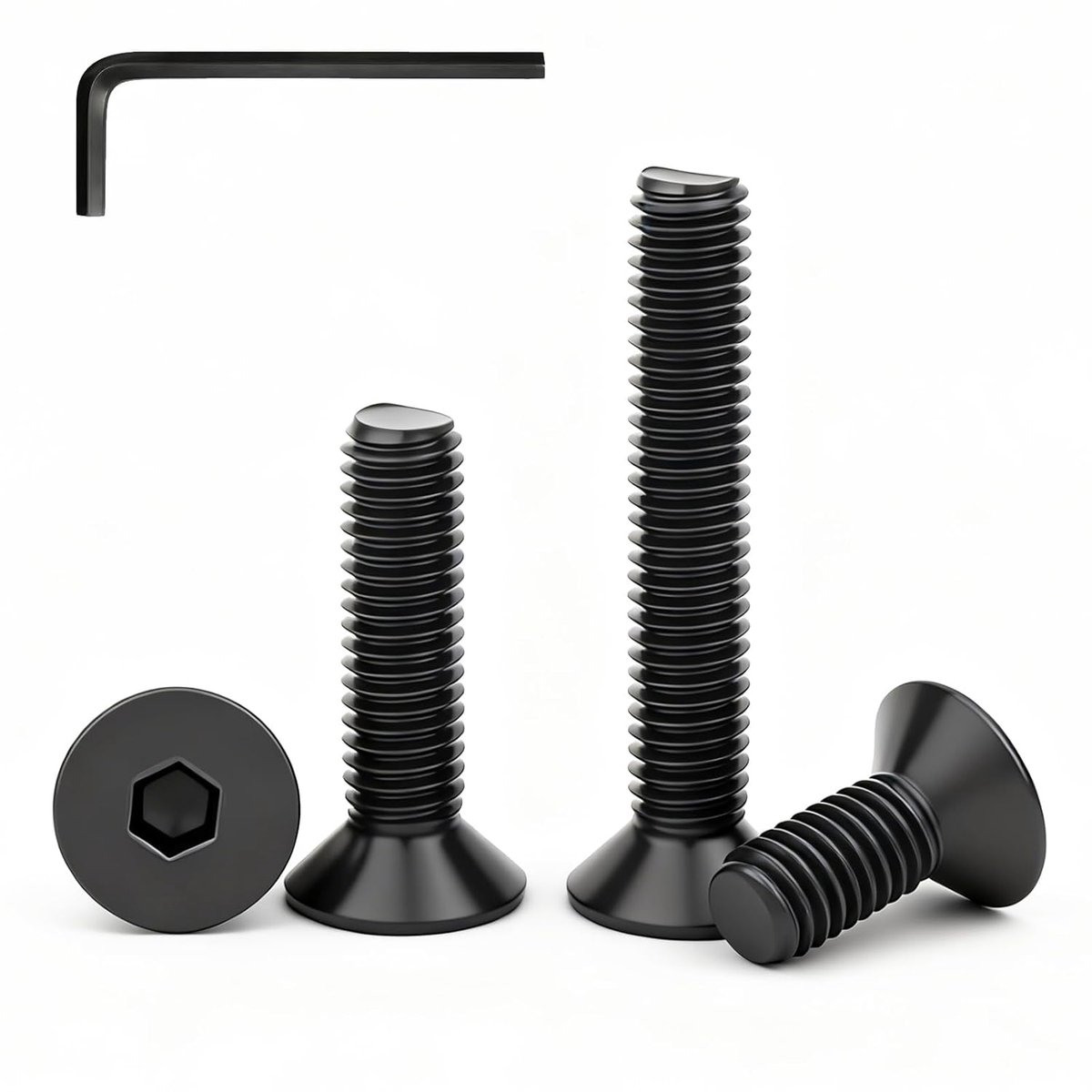 10 Stuks M8x40mm Verzonken Inbusbouten RVS A2 met Sleutel, Zwart | Roestvrij Staal 304 A2 V2A，Volledig Schroefdraad,voor Meubels Machines en Metaal,Montage Reparatie en Onderhoud,Timmerwerk