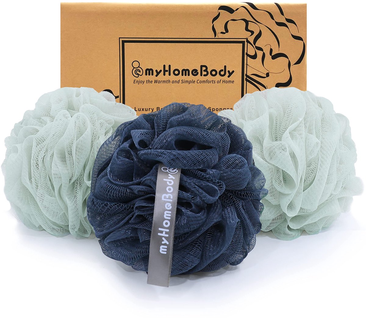 myHomeBody Grote Loofah-spons 70g, badspons, lichaamsspons, exfoliërende spons - ShopVlot