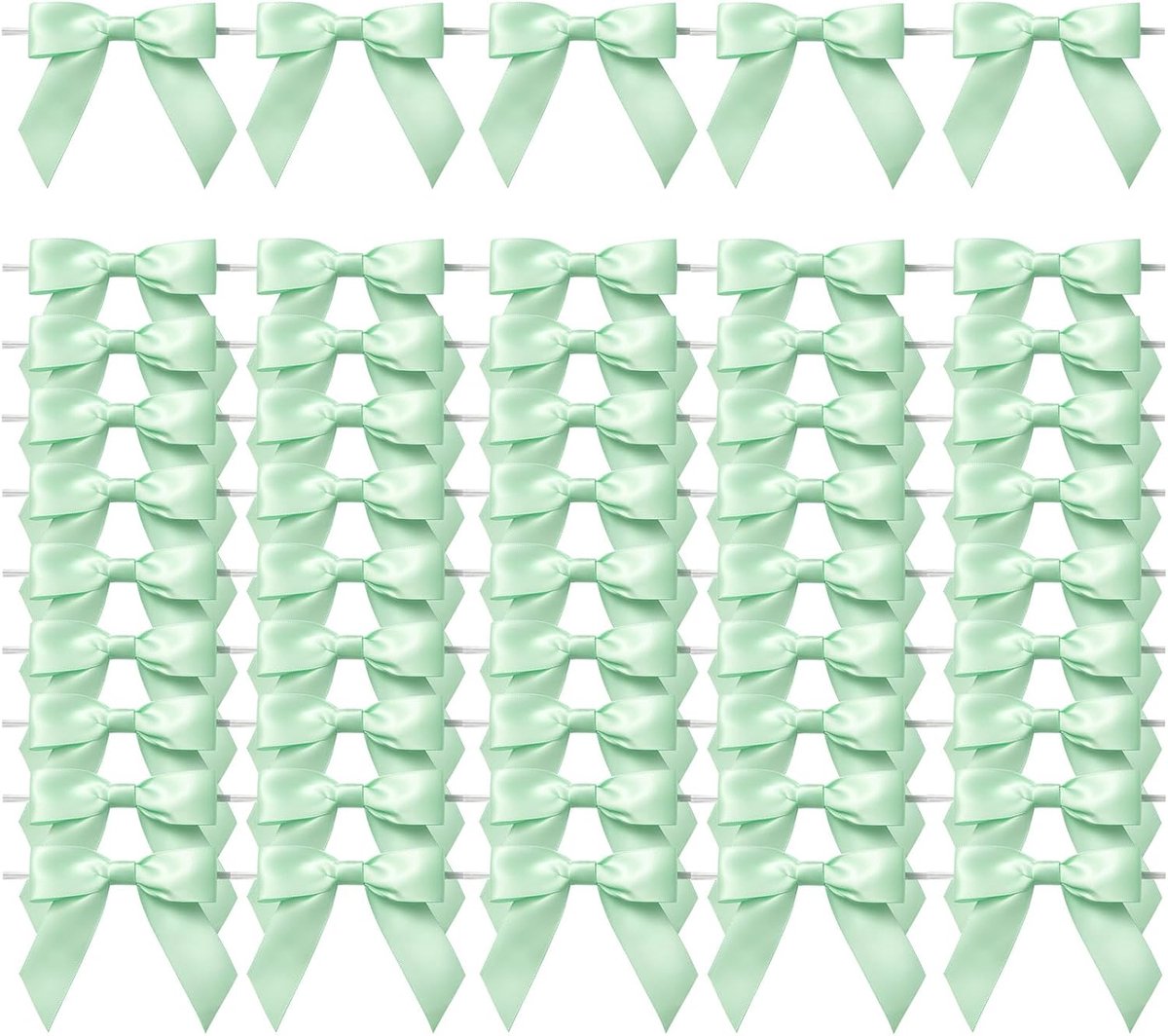 Strikjes Decoratie Mini Strik Kerst Strikken Saliegroen | 50 Stuks 9 x 9 cm Mini Cadeau Kerststrikken voor Bruiloft Valentijnsdag Decoratie Verjaardag Kerstboom Decoration