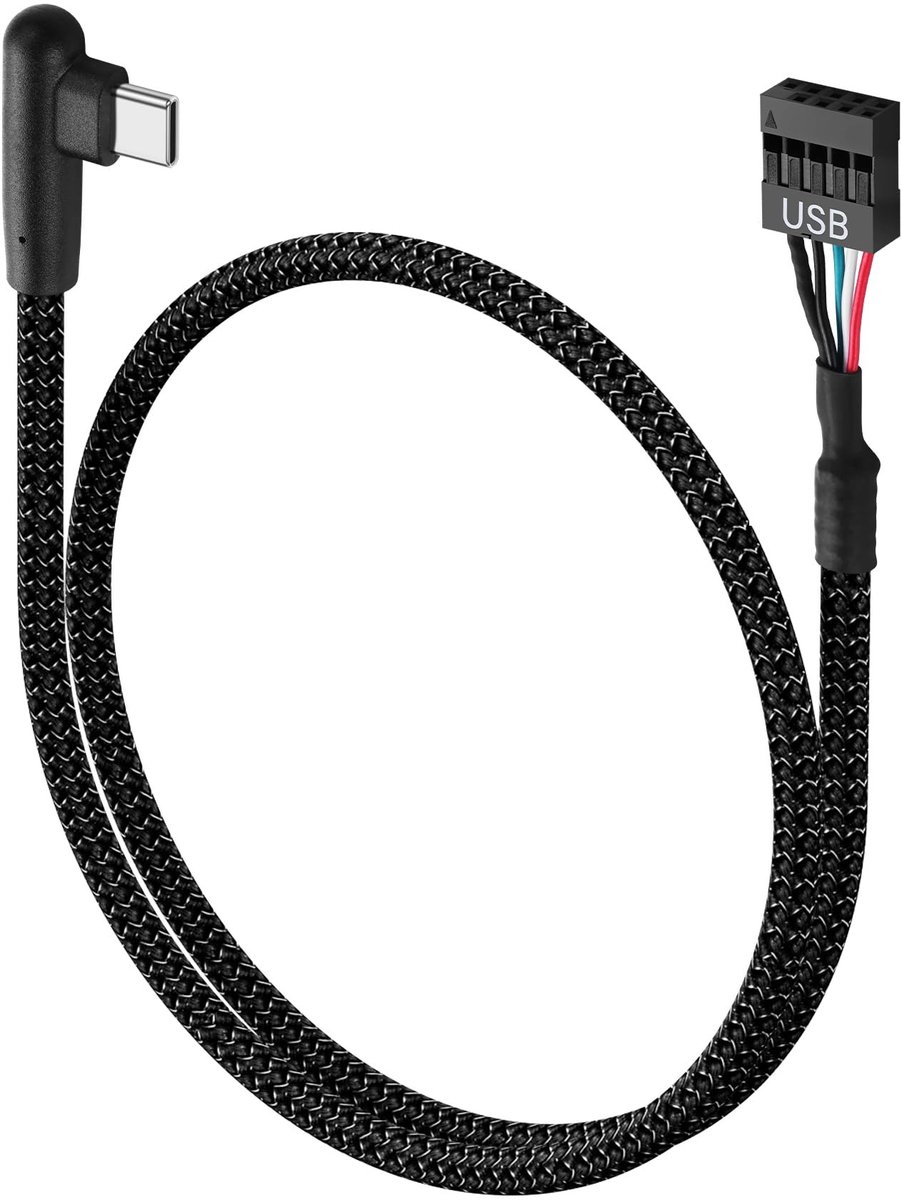 SolidKeus - 90 Graden USB-C naar 9-Pin Moederbord Kabel, 0.6m
