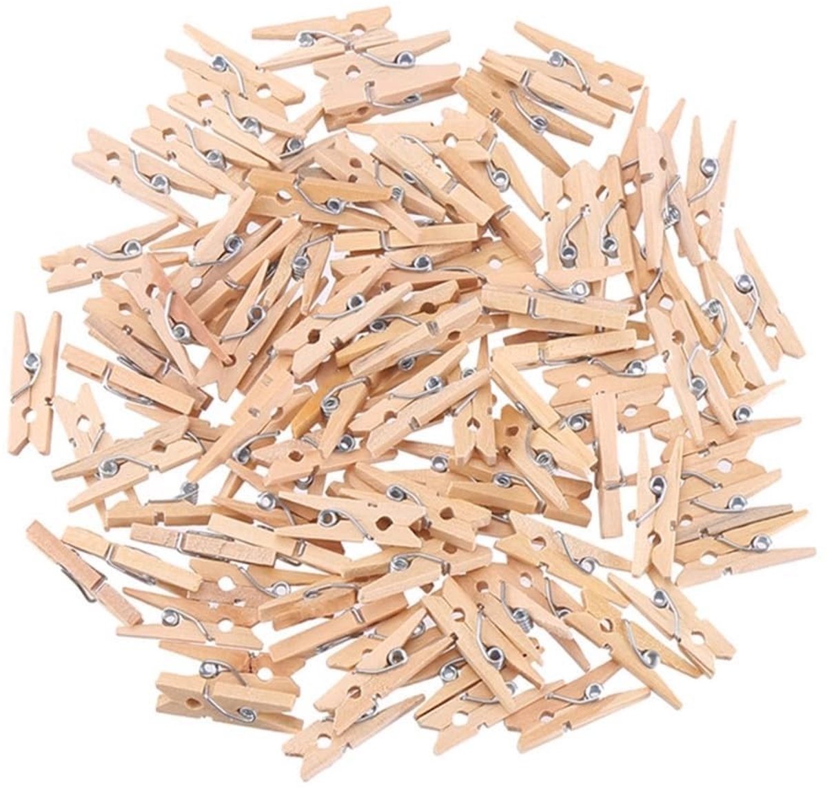 SolidKeus - 100 Stuks Mini Kledingknijpers van Natuurlijk Hout