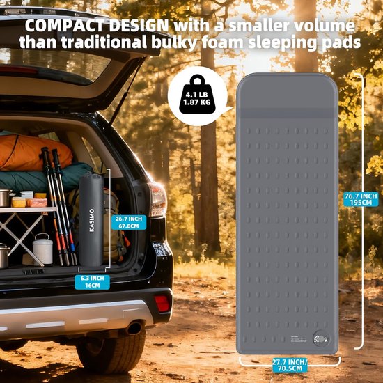 Isolatiemat Kamperen - Schuimmatras - Comfortabel slapen - Ultradik en isolerend - 7.6 cm dik - Grijs — afbeelding 5