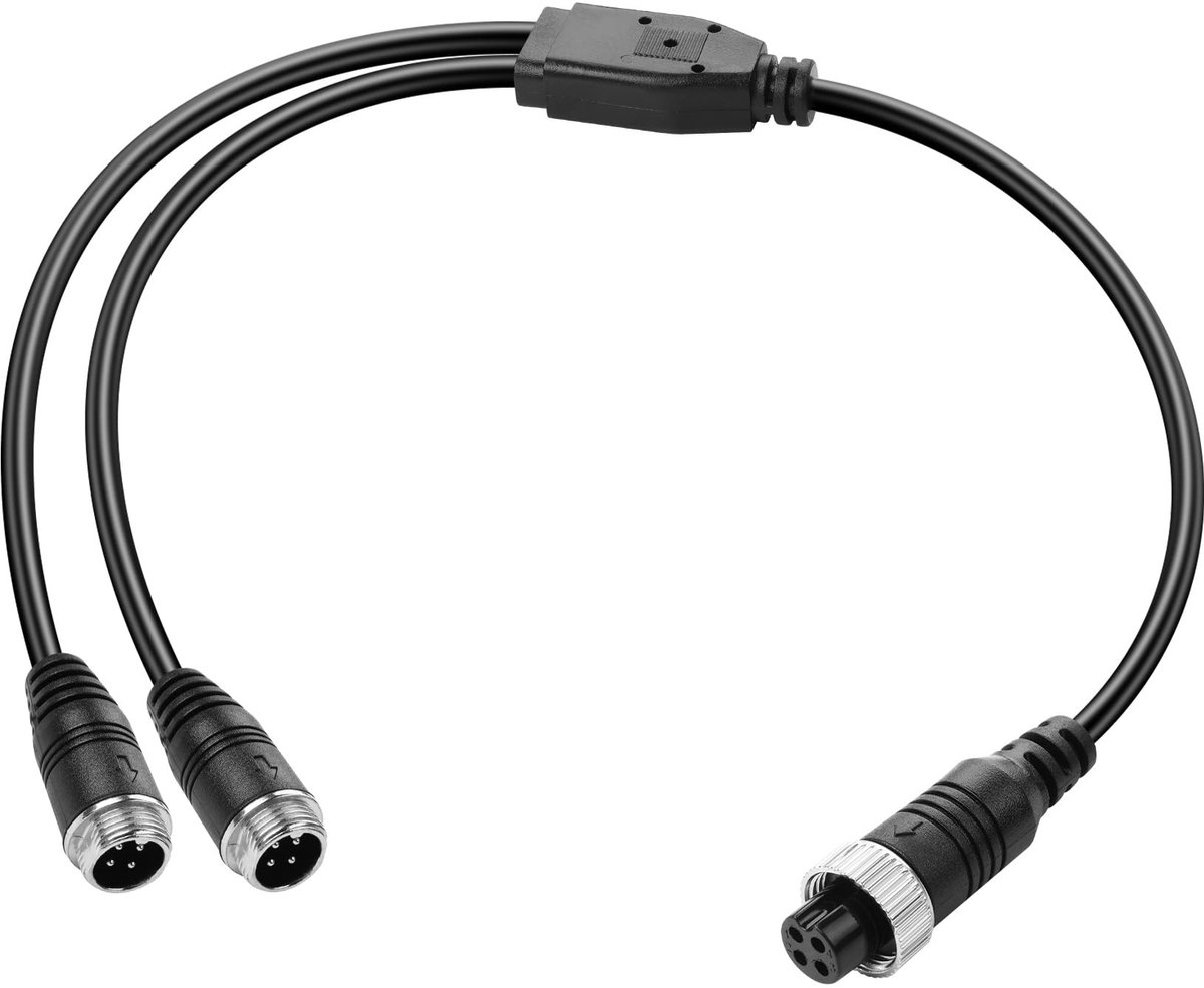 SolidKeus - 4-Pin Luchtvaartstekker Y-Splitter Kabel voor Voertuigcamera's (0.4m)