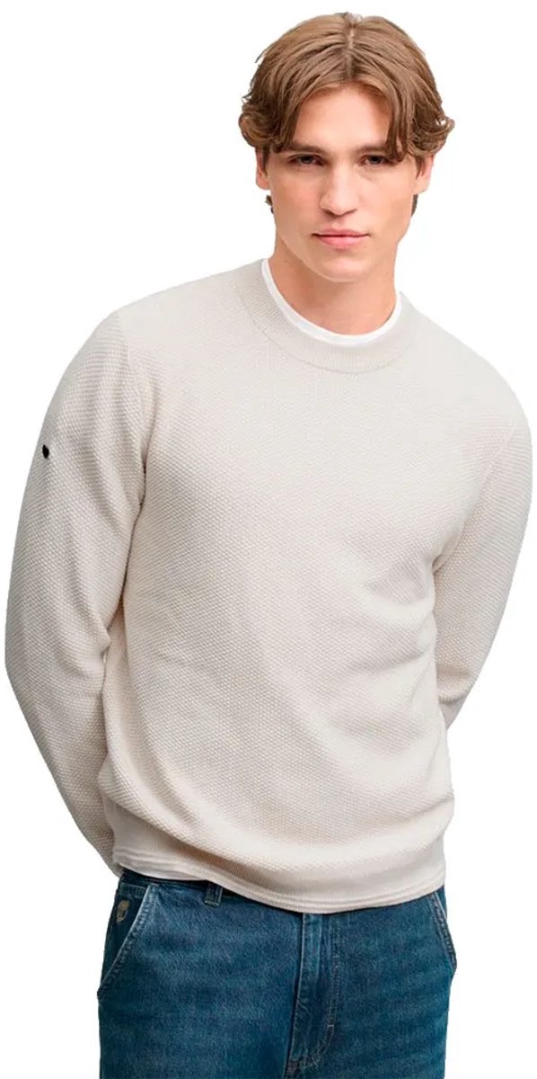 Superdry Textuur Gebreide Trui Relaxed Pasvorm Heren Sweaters Creme