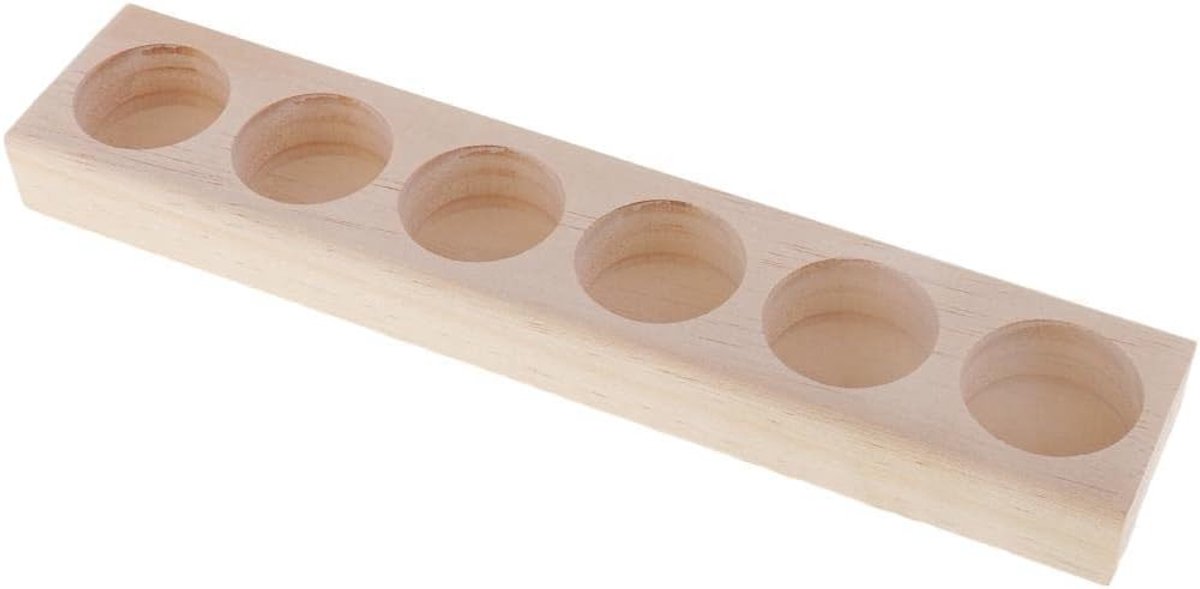 Essentiële Olie Houten Tray Display Stand - Cosmetica Organizer met 6 Gaten voor 5-15ml Make-up en Nagellak Flessen