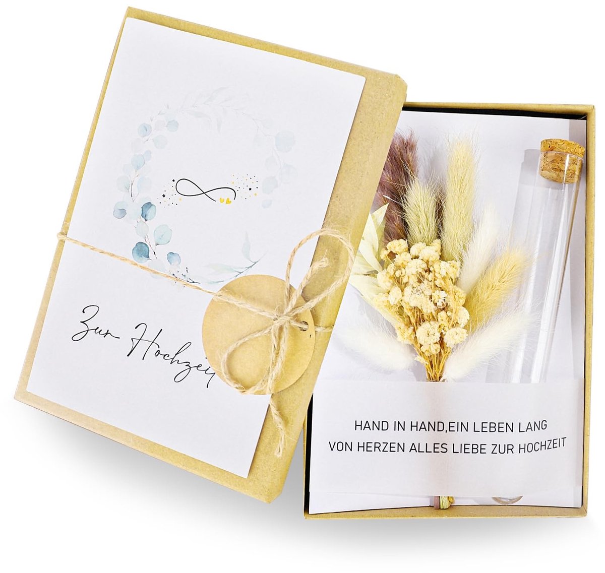 SolidKeus - Stijlvol Geldcadeau voor Bruiloft met Droogbloemen en Verpakkingsdoos