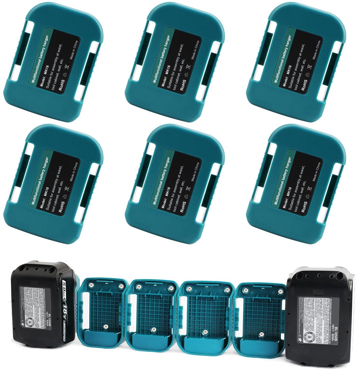 SolidKeus - Batterijhouder voor Makita 18V Batterijen - 6 Stuks