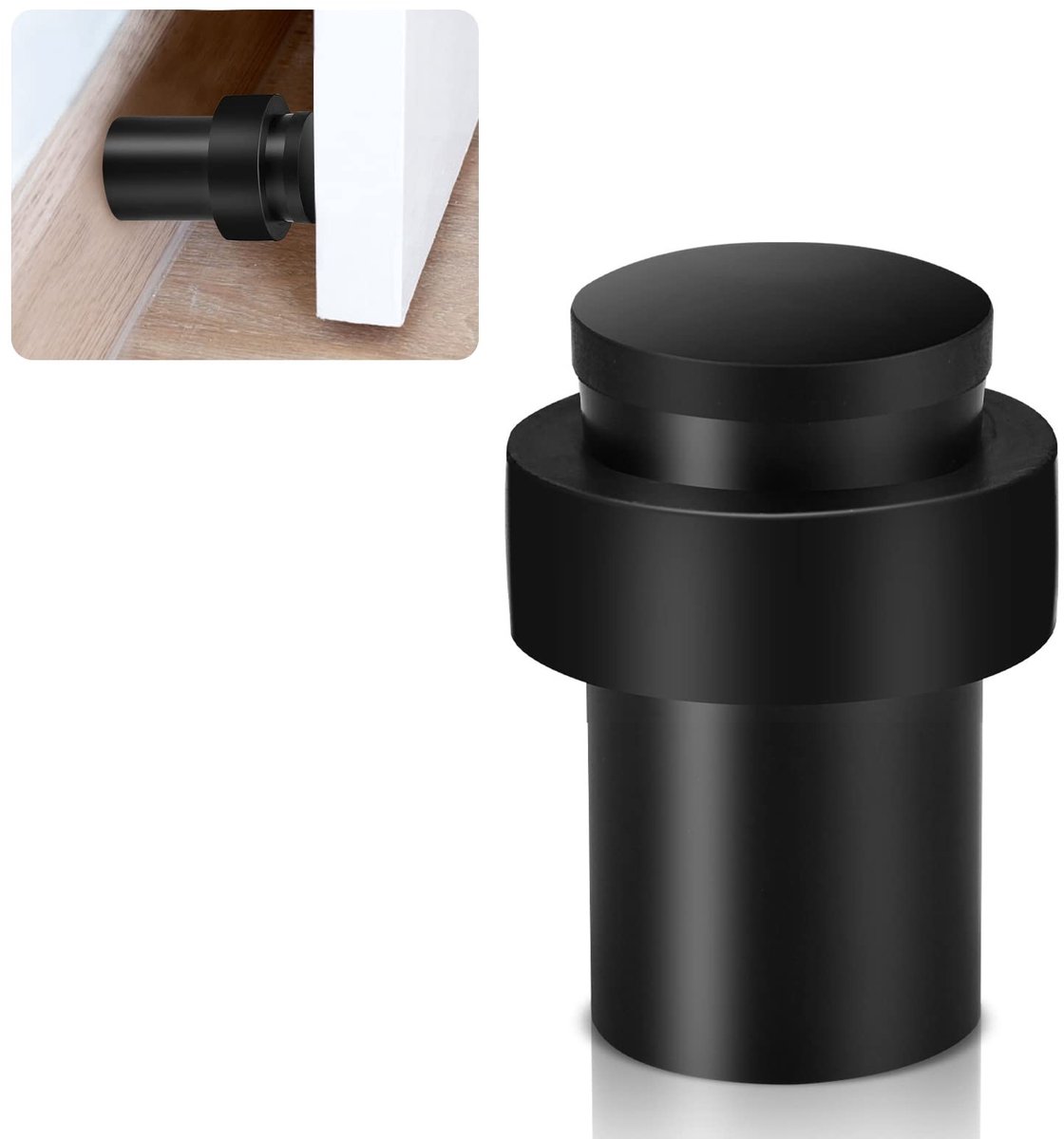 SolidKeus - 50mm Zwarte Deurstopper van Roestvrij Staal