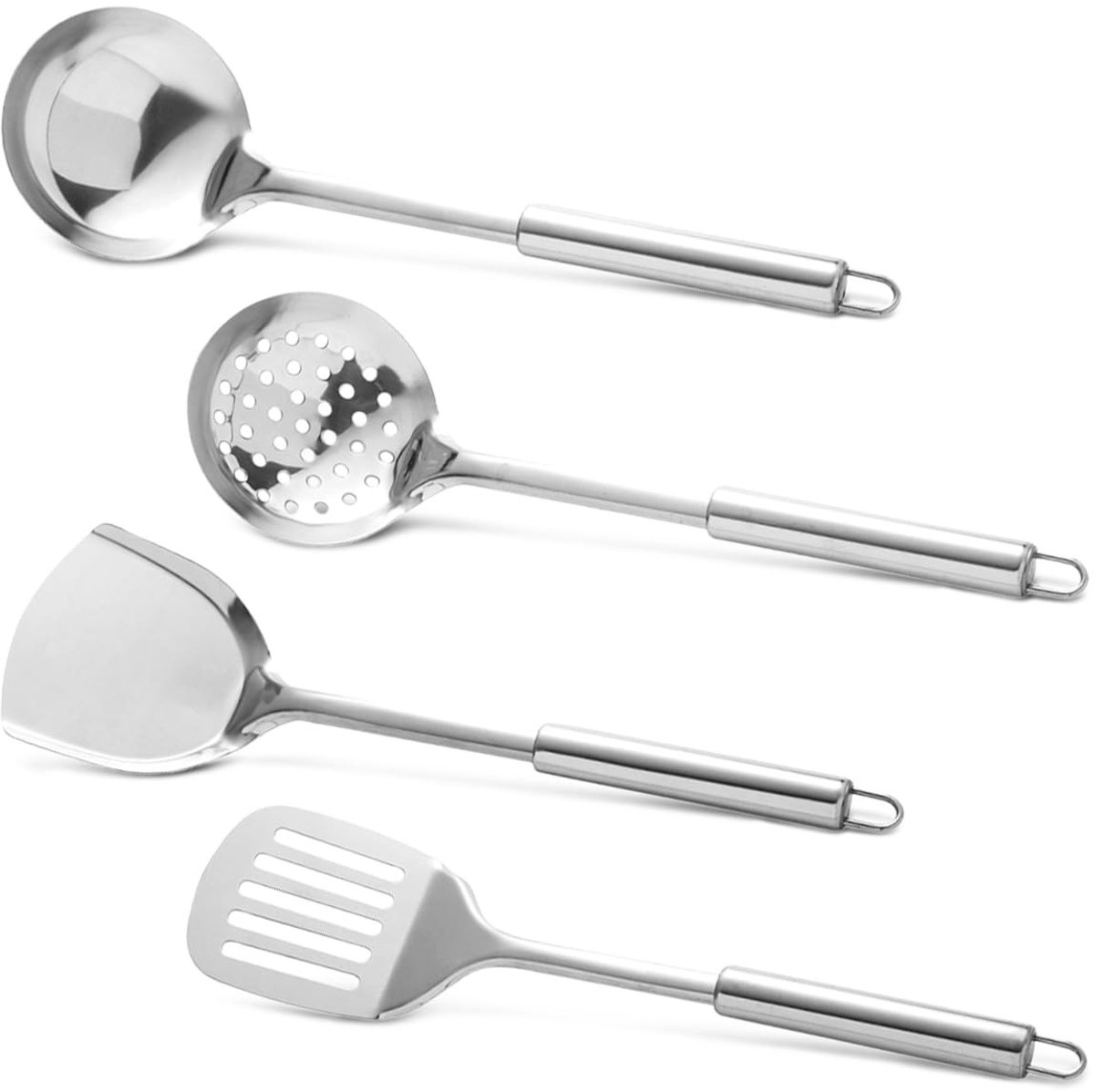 Merkloos Keukengerei Set RVS - 4 Delen: Spatel & Lepels