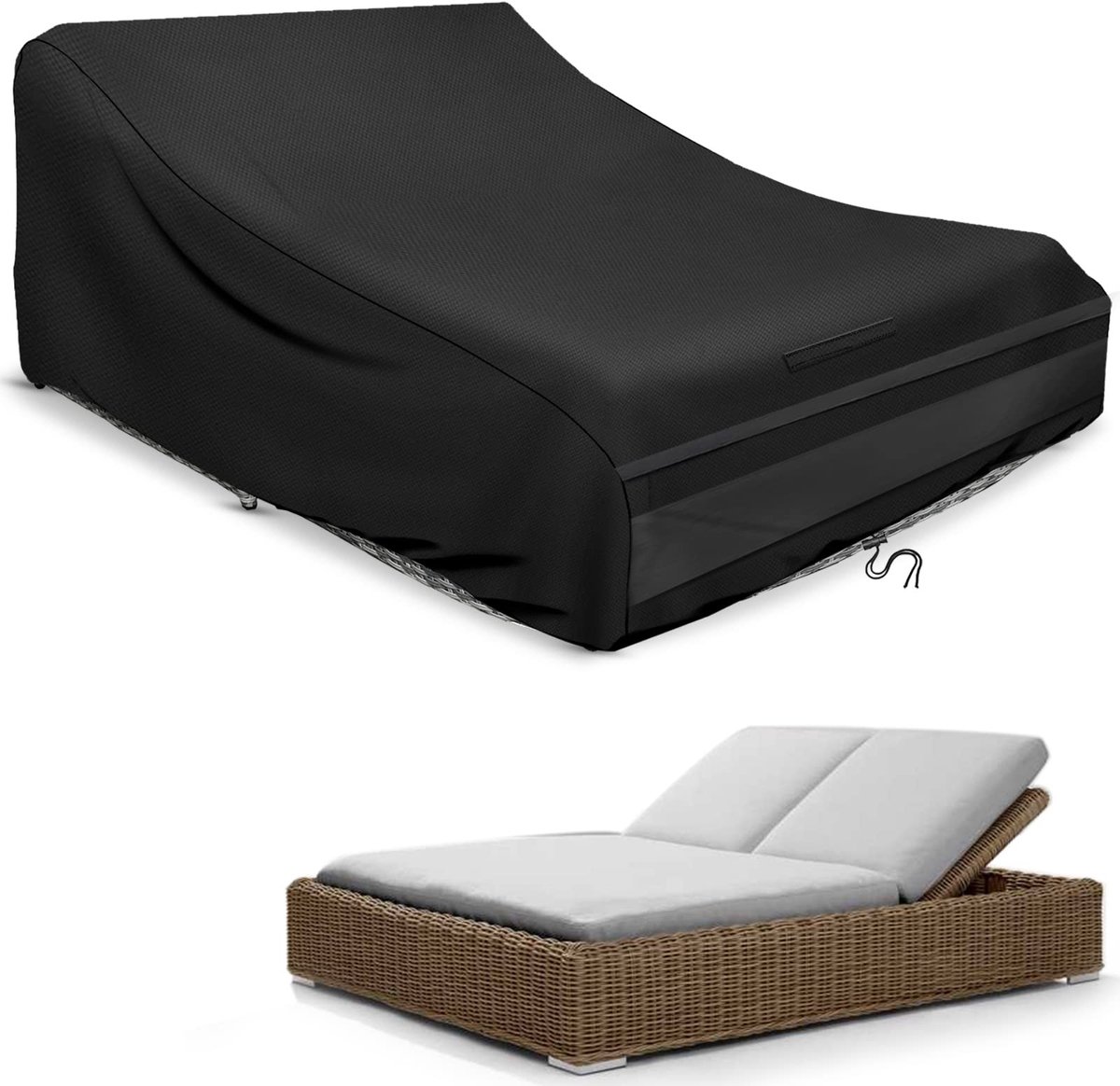 SolidKeus - Waterdichte Cover voor Dubbele Zonnenligstoel 210 x 160 x 35/75 cm