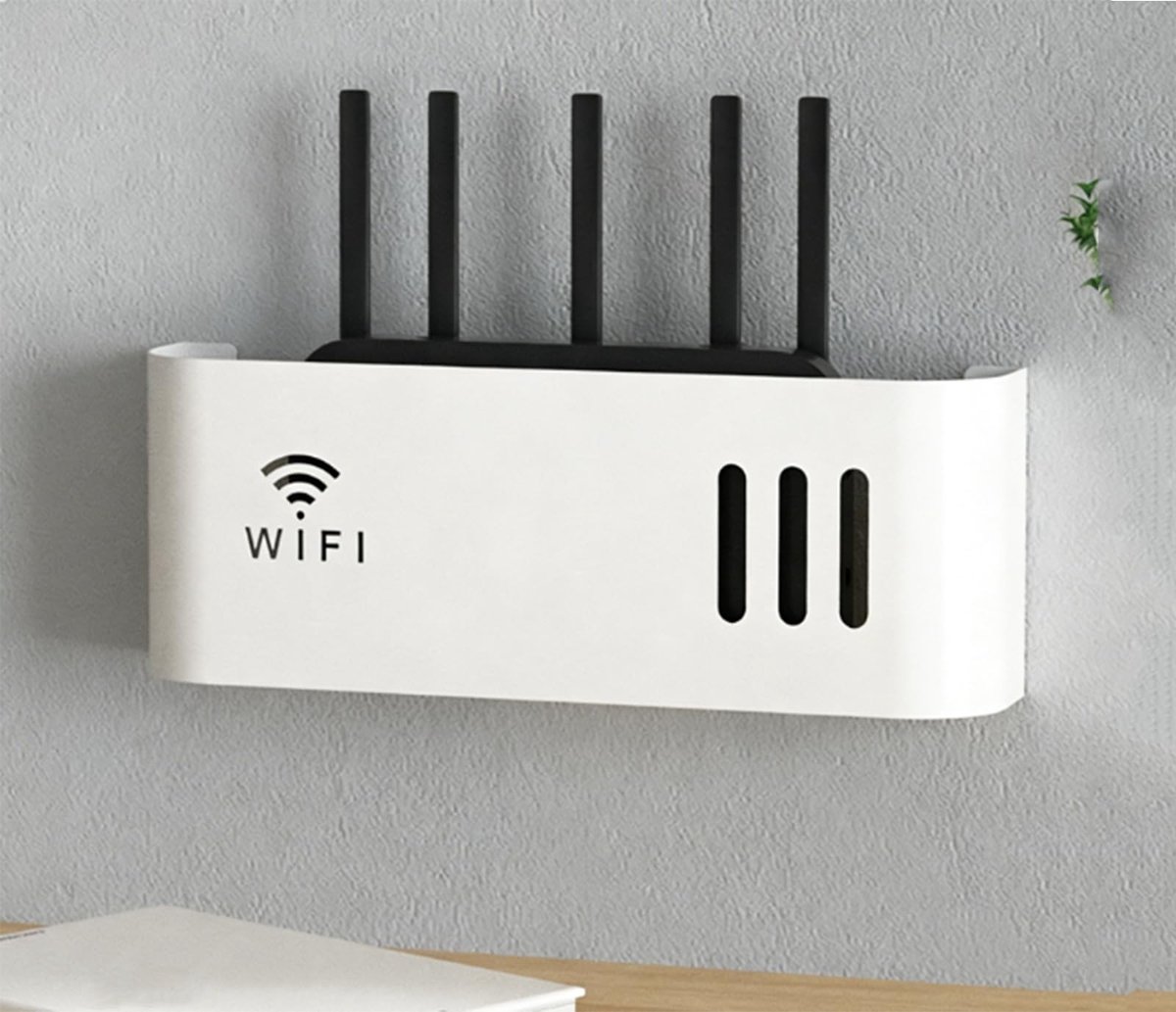 SolidKeus - Wandmontage Kabelopslag voor Wifi Router en Elektronische Apparaten (Wit)