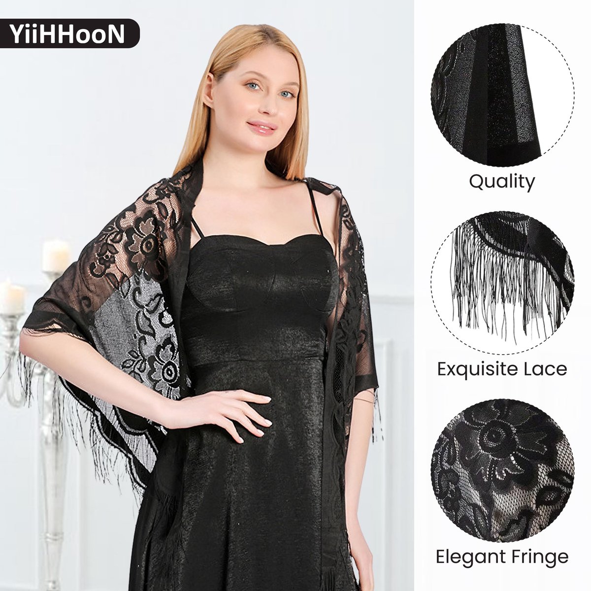 SolidKeus - Set van 2 Triangular Lace Stoles voor Dames