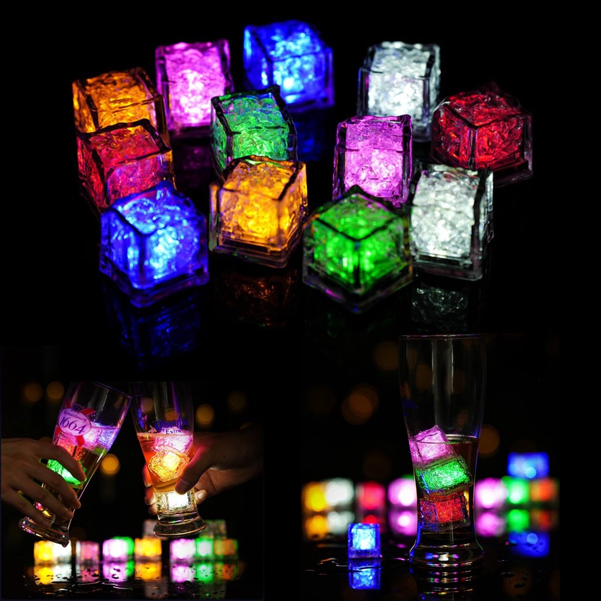 SolidKeus - 12 Stuks LED IJsblokjes voor Dranken en Feesten