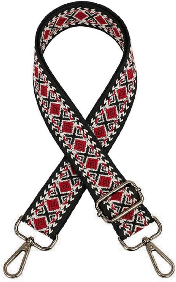 Tasriemen om te wisselen, 3,8 cm brede riem voor tassen, in lengte verstelbare 75-130 cm schouderriem, boho tassen riem voor schoudertas, bronsgesp, wijnrood