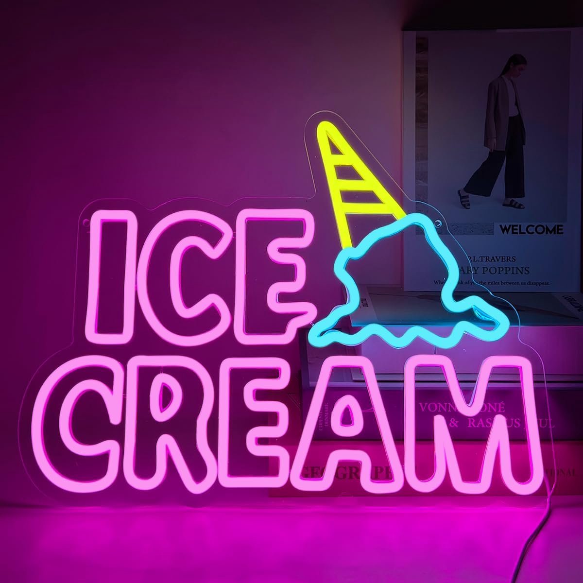 Neonlicht, USB-letters, neonverlichting, 42 x 32 cm, acryl, neonbord, wandmontage, decoratie voor bars, feesten, etalages en winkels