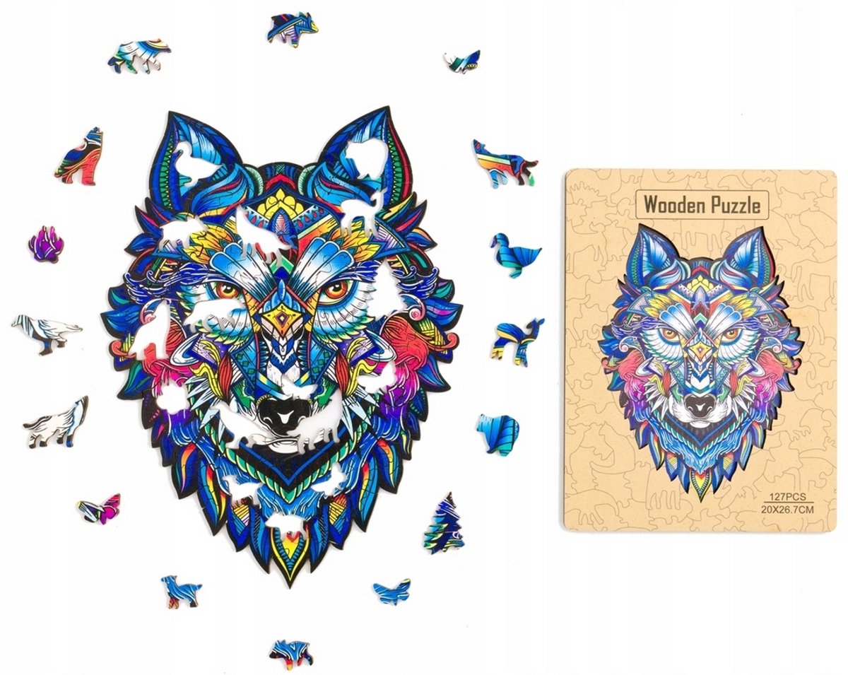 3D Houten Puzzel Wolf - Educatief en Decoratief Speelgoed