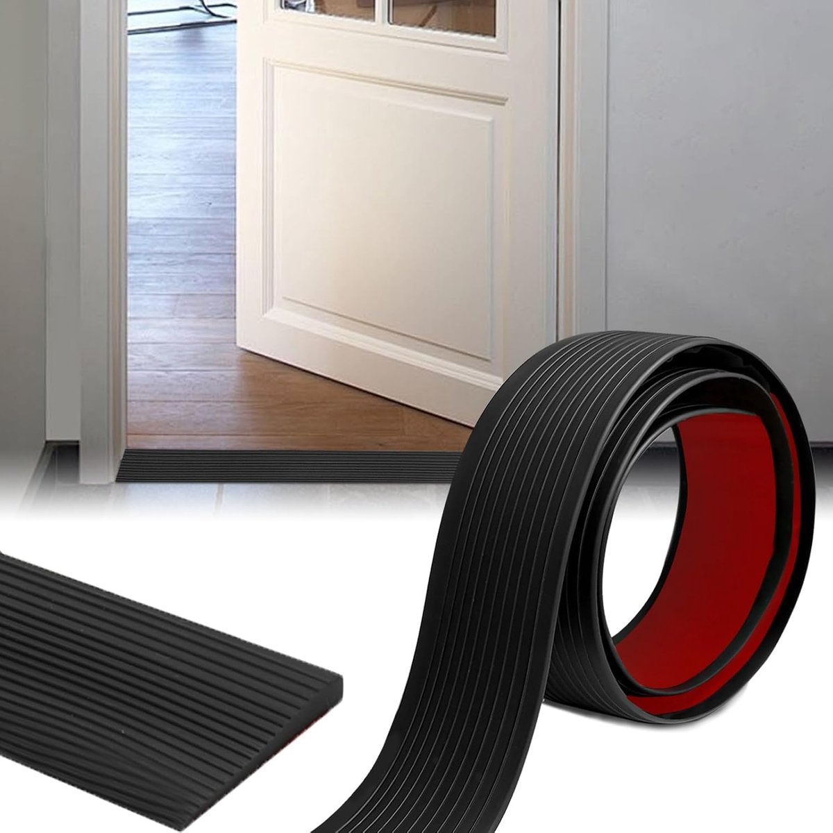 1,5 cm hoog, overgangsprofiel, zelfklevende drempelopdruk, antislip rubber, drempelopdruk, zuigrobot, voor rolstoelen, kinderwagens, binnen en buiten (zwart, 2 m x 8 cm x 1,5 cm)
