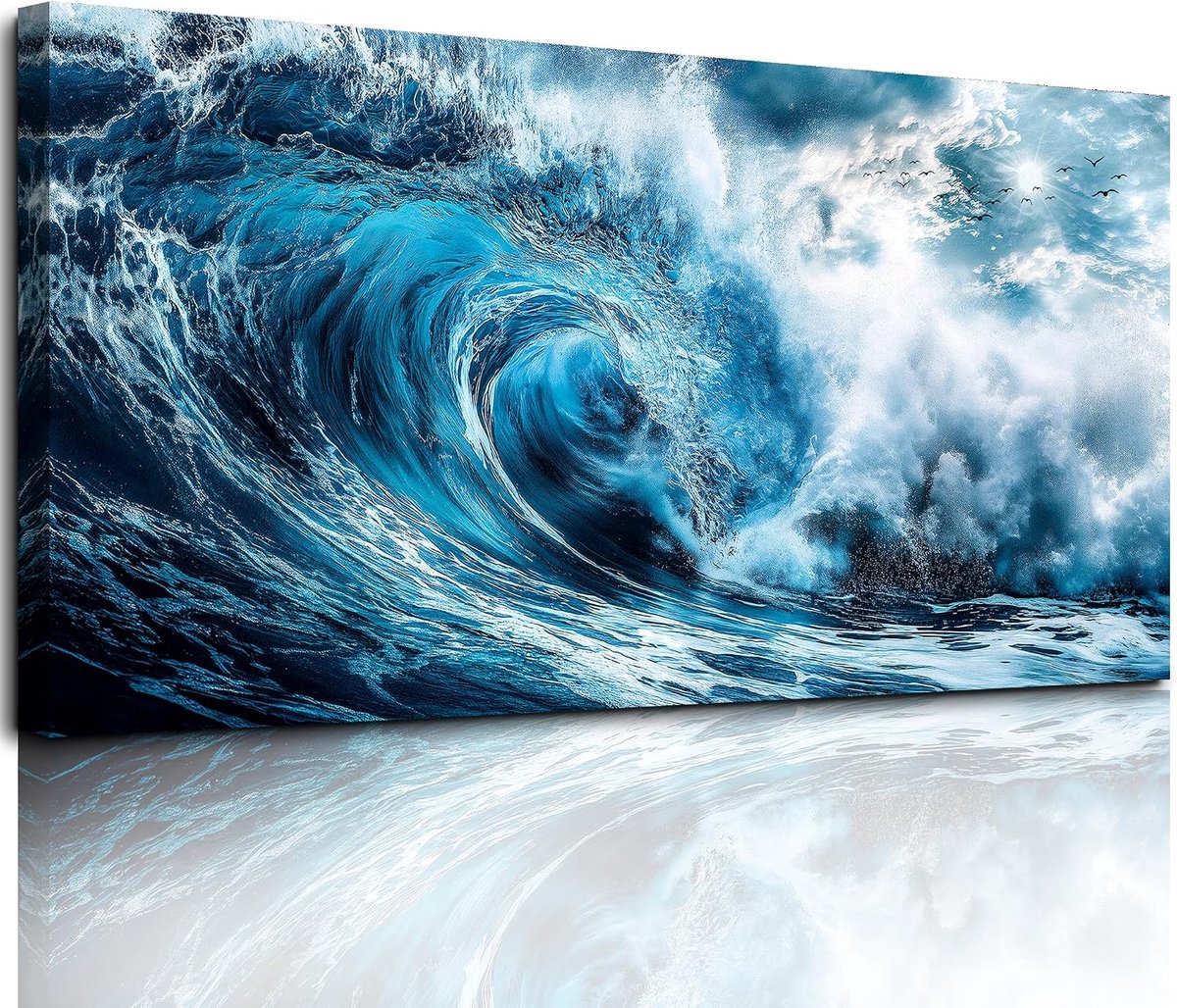 Hyidecorart Modern Zee Canvas Wanddecoratie Woonkamer Slaapkamer 73x146 cm | Levendig Patroon, HD-Print, Eenvoudig op te Hangen, Snelle Installatie, Moderne Afbeeldingen, Voor Veel Kamers, Cadeau