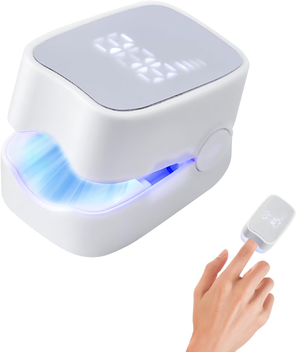 Laserapparaat en tijdmeter, nagelschimmelbehandelingsapparaat, nagelschimmelbehandelingsapparaat voor vingers en teennagels, 500 nm, blauw, lichttherapieapparaat, 950 nm, infrarood licht (wit)