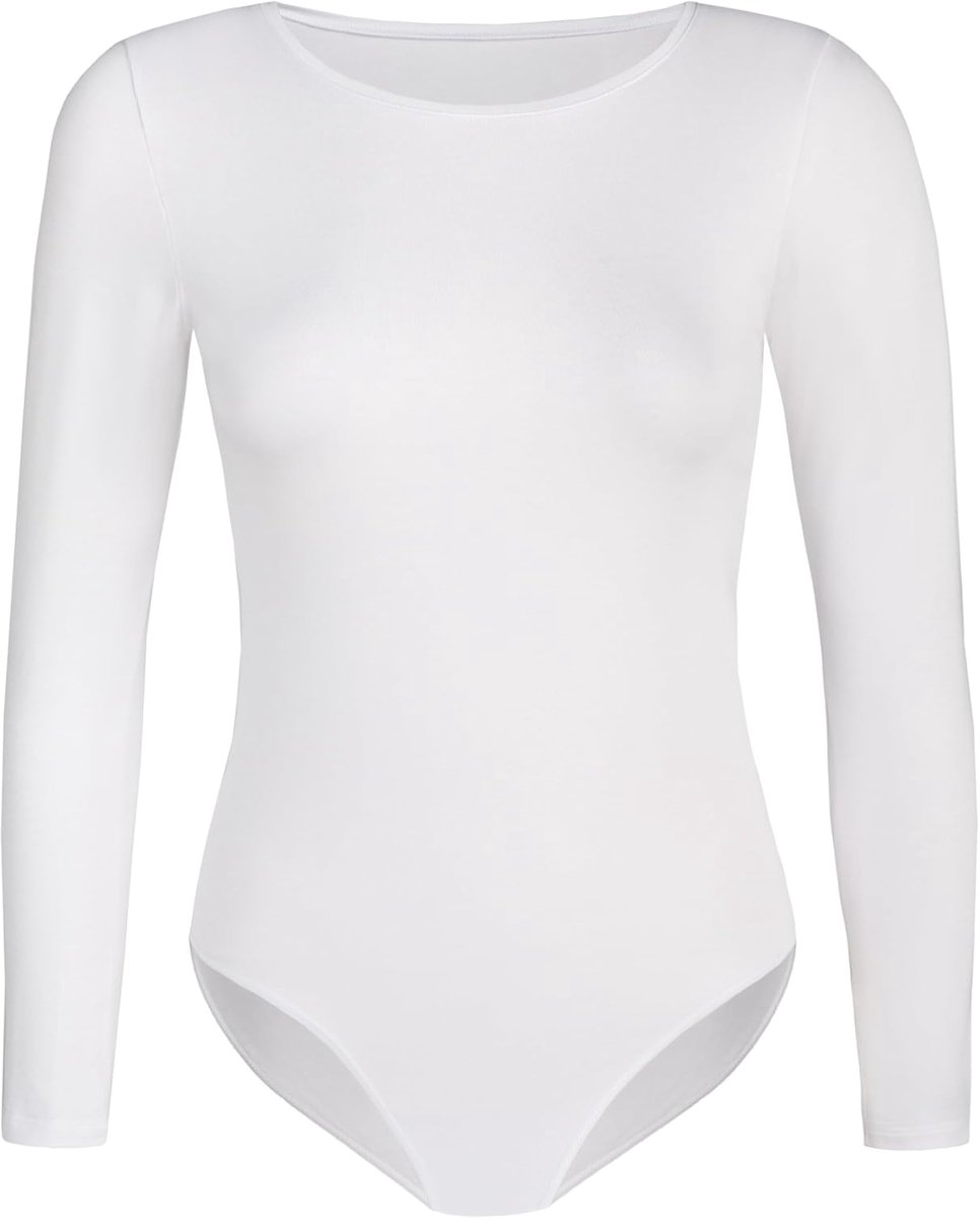 Dames Body van Viscose met Lange Mouwen, Elegante en Comfortabele Bodysuit met Aansluitende Pasvorm voor Dagelijks Gebruik